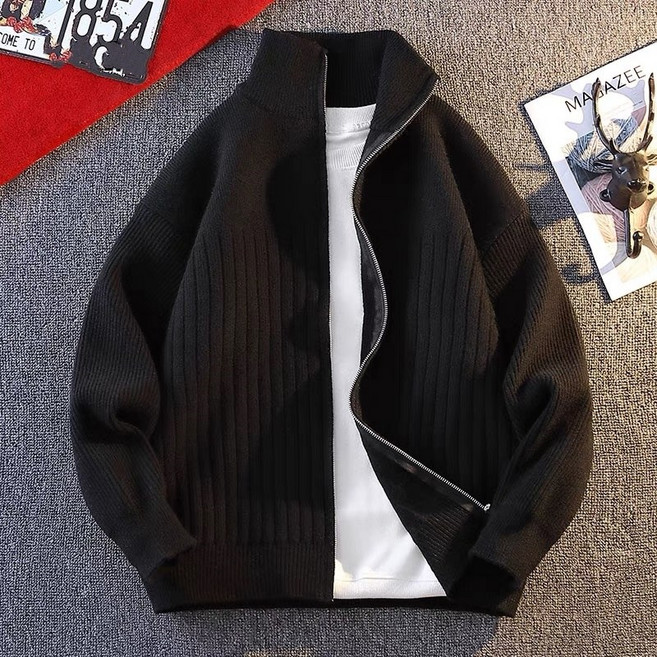 휠렉스 남성 니트 집업 하이넥 가디건 루즈핏 간절기 캐주얼 아우터 J243