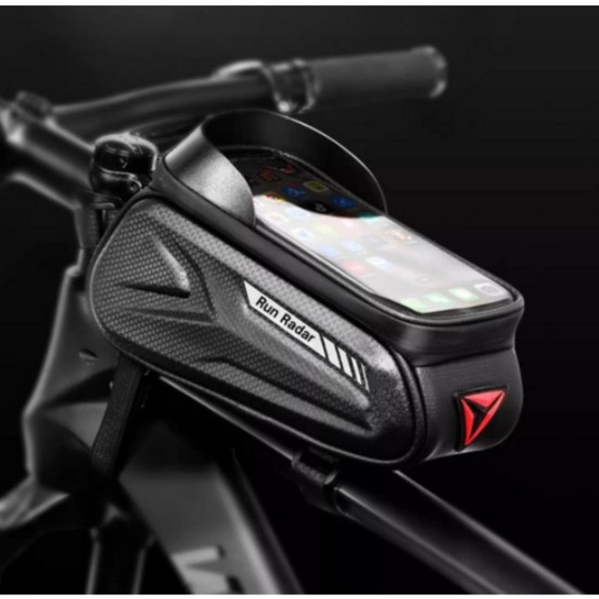 밸류플로우 자전거 프레임 휴대폰 거치대 방수 수납 가방, 블랙, 1개