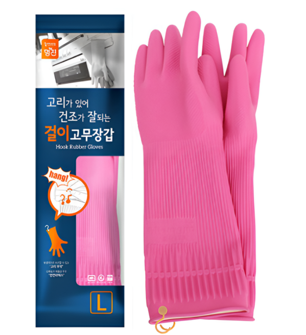 명진 걸이형 고무장갑, 핑크, 대(L), 6세트
