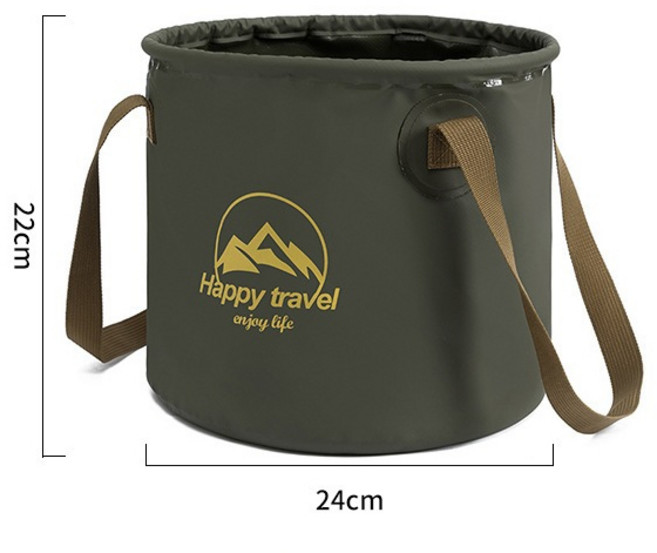 Happy travel 露營摺疊水桶 輕巧便攜, 綠色, 1個