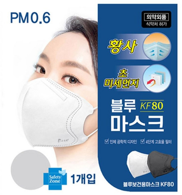 (주)블루인더스 블루 본 MASK KF80 [대형] 1박스 50개입, 1개, 화이트