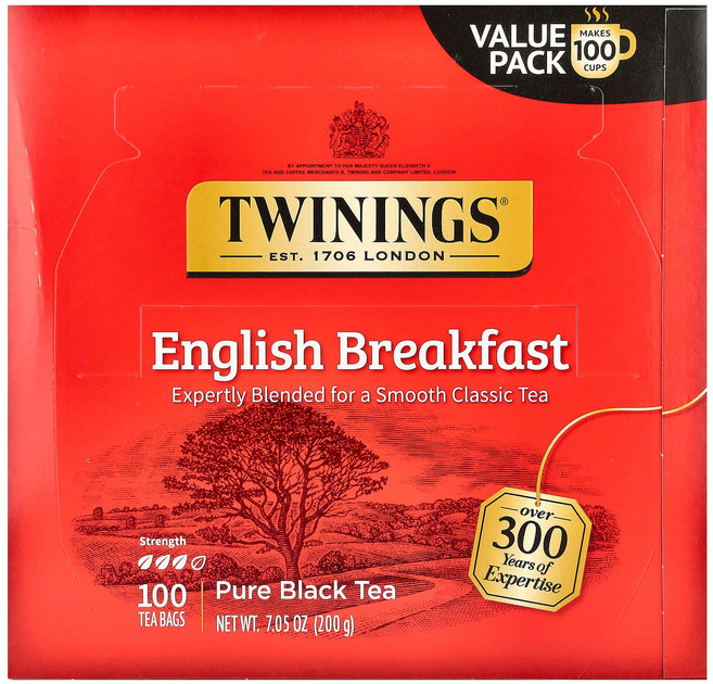 트와이닝스 순수 홍차 잉글리시 브렉퍼스트 티백 100개 200g(7.05oz) TWN-23674