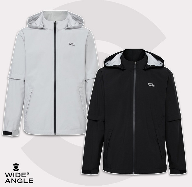 남자 골프자켓 비옷 방수 우비 에센셜 레인자켓 와이드앵글 골프웨어 WMP25191, (C2) 라이트 그레이, 100