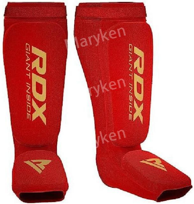 RDX 신가드 킥복싱 무에타이 SATRA 승인 MMA 스파링 다리 발등 보호패드, 빨간색, 1개