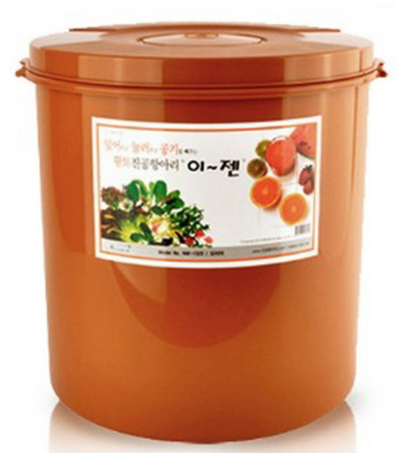 이젠 황토 진공 항아리 원형 누름독 45L 장아찌 된장 고주장 김치 쌀 잡곡 진공 보관통, 1개