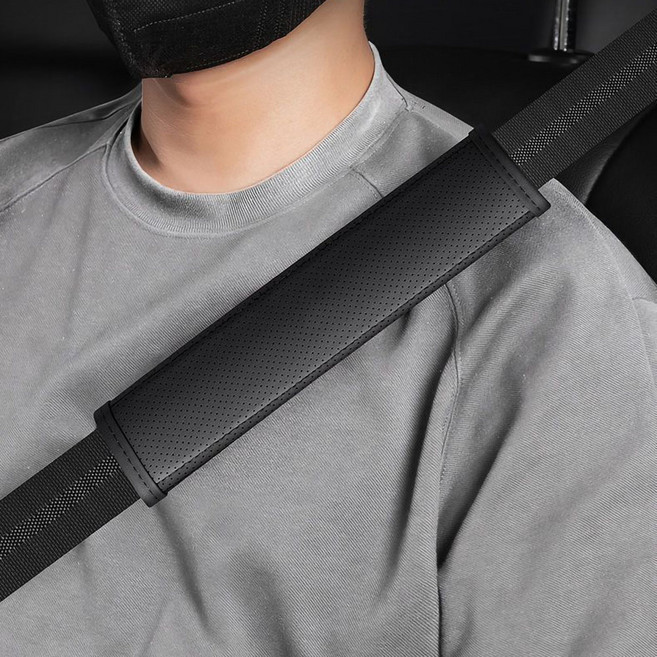 미즈코스 롱 가죽 안전 벨트 커버 자동차 차량 벨트 레자, 블랙, 1개