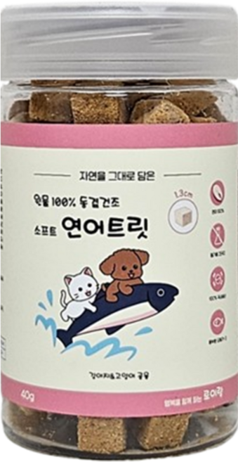 로이랑 국내제조 반려동물 동결건조 트릿 간식, 1개, 40g, 연어