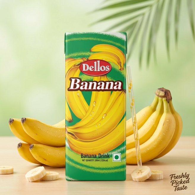DELLOS BANANA 델로스 바나나 200ML 동남아 현지 과일 주스의 맛, 1개