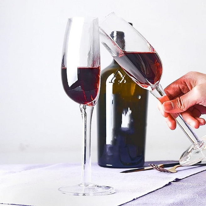 윈터커넥트 반반 투명 유리잔 내맘대로 반반 와인잔 크리스탈 유리 컵 샴페인 잔 반원형 레드 와인잔 140ml, 1개