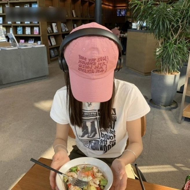 기타 I AM 캡 모자 야구모자 y2k 비비드 볼캡 커플 무지 남녀 공용 레터링 키치한 자수, 04 네이비