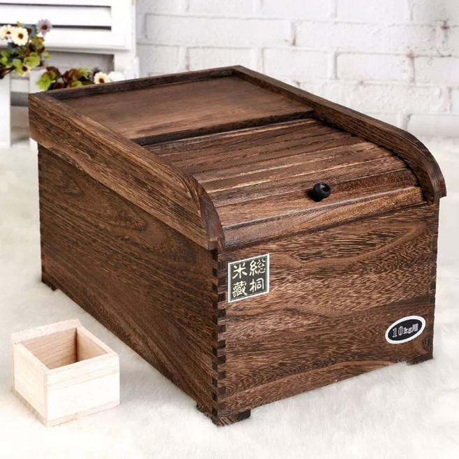 편백나무 쌀통 보관함 방충 옻칠 우드 내추럴 5kg 밥통 서리산 전통, 1개, G. 5kg 용량 롤러 셔터 도어 재가열