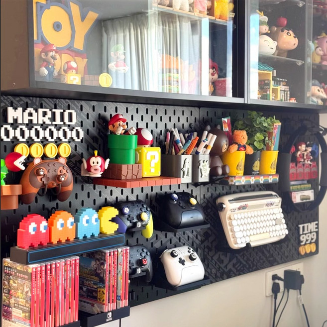 호환 이케아 타공보드 타공판 악세사리 게임기 거치대 컨트롤러 홀더 닌텐도 스위치 플스 스팀덱 수납 공구 생활용품, NO.16 타공판 펜꽂이 거치대