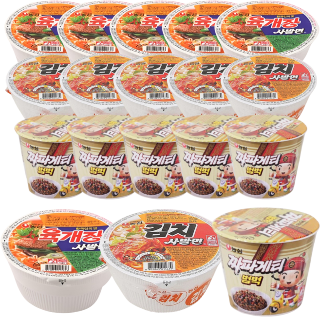 농심 육개장사발면 86g 6개 + 김치사발면 86g 6개 + 짜파게티범벅 70g 6개, 18개