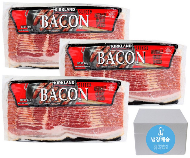 코스트코 커클랜드 베이컨 라이트 454g 저염 슬라이스 베이컨, 3개