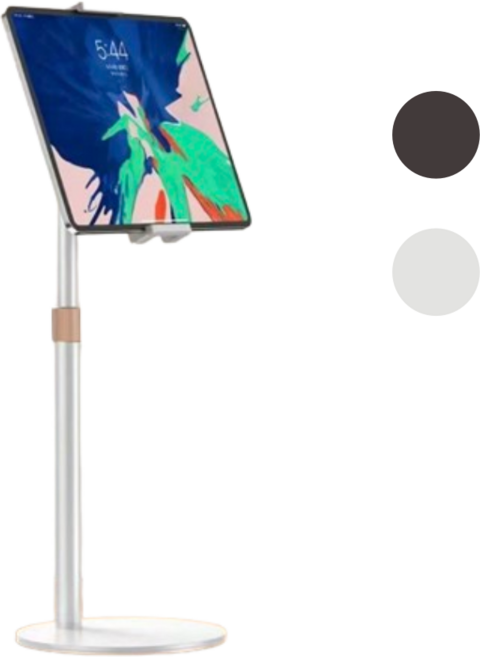 NUBASE 아이패드 m4 태블릿 아이폰 탁상용 자바라 높이조절 거치대 360도 회전, 02. 화이트