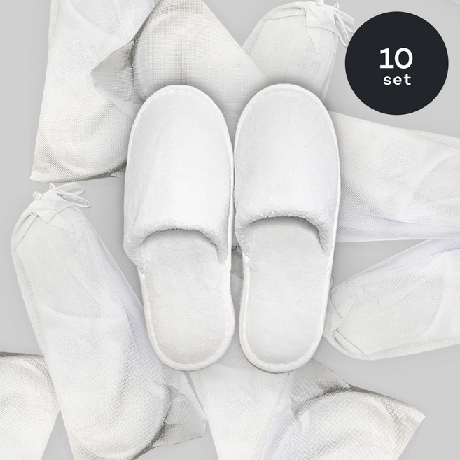 미코허그 업소용 호텔 일회용 슬리퍼 객실용 숙박업소 펜션 게스트하우스 위생 슬리퍼 10개입 파우치포함