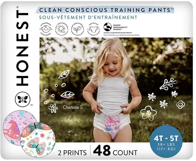 The Honest Company 민감한 피부를 위한 Clean Conscious 트레이닝 팬츠 저자극성 무향 마법의 순간 버터플라이 키스 사이즈 4T/5T (17.2k, 48, 마법의 순간 + 나비 키스 - 쿠팡