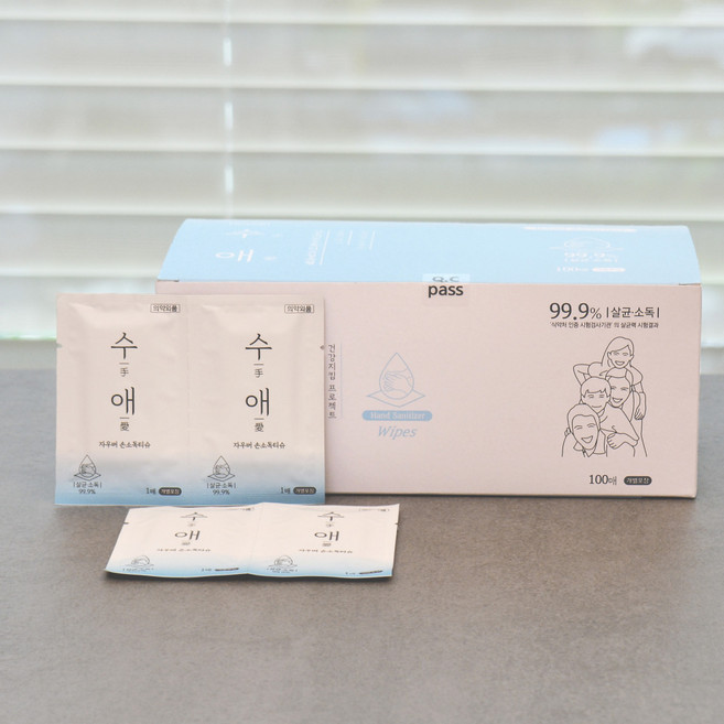 자우버 수애 손소독티슈 실속형 개별포장 100매입 2박스 (총 200매), 1g