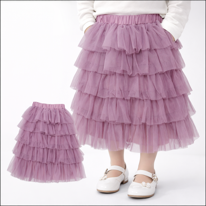 여아 캉캉 샤 스커트 아동 롱 튜튜 치마 밴딩 공주 스커트