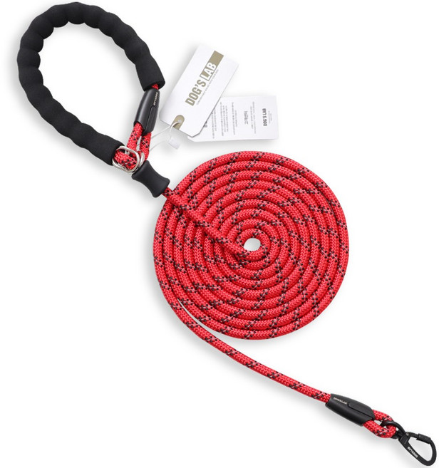 독스랩 로프 PRO 리드줄 스트롱 소형견 중형견 대형견, 레드, 1개
