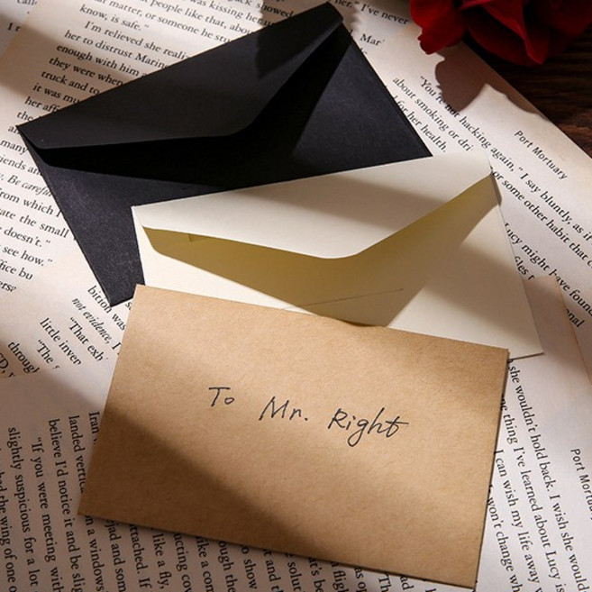 명함 봉투 20매 100매 미니 증명 사진 카드 쿠폰 종이 105x70mm 크라프트 블랙 아이보리, 아이보리20매