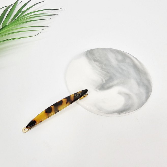 시크몽 프랑스핀 호피 퓨어 긴 타원 6.6cm 둥근 핀대 헤어실핀 머리핀