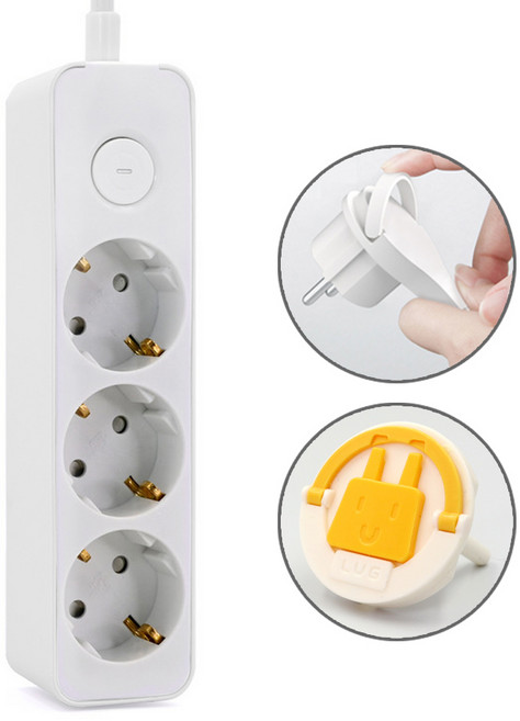 러그박스 고용량 절전 스위치 멀티탭 3구 3500W, 화이트, 1개, 1.5m