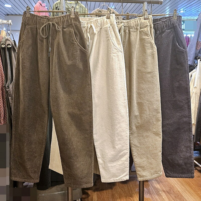 기모골덴바지 국내제작 따뜻한 슬림배기 스판 롱 날씬한 잔골 데일리 팬츠