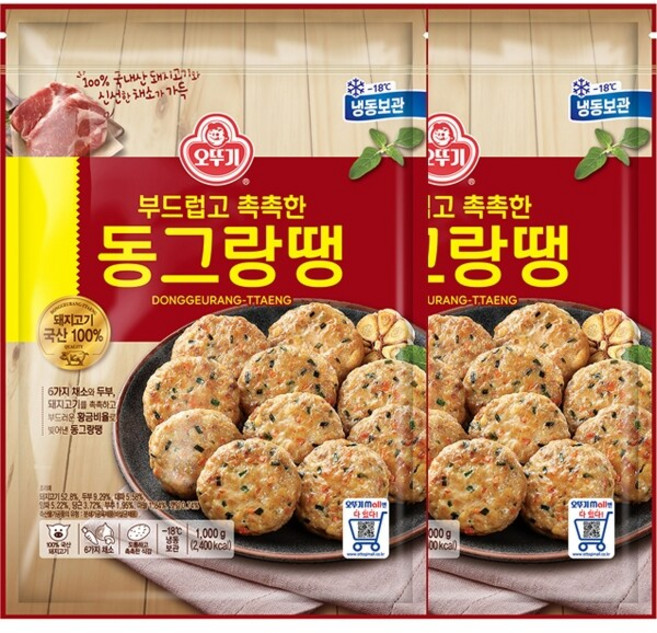 [오뚜기] 부드럽고 촉촉한 동그랑땡 (1kg) x 2봉, 1kg, 2개