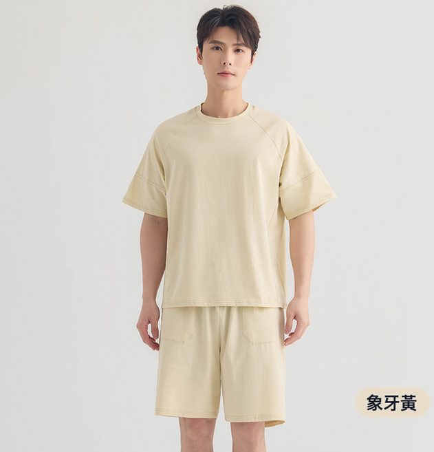 簡約睡衣男款春夏棉薄款短袖短褲套裝男士家居服可外穿夏