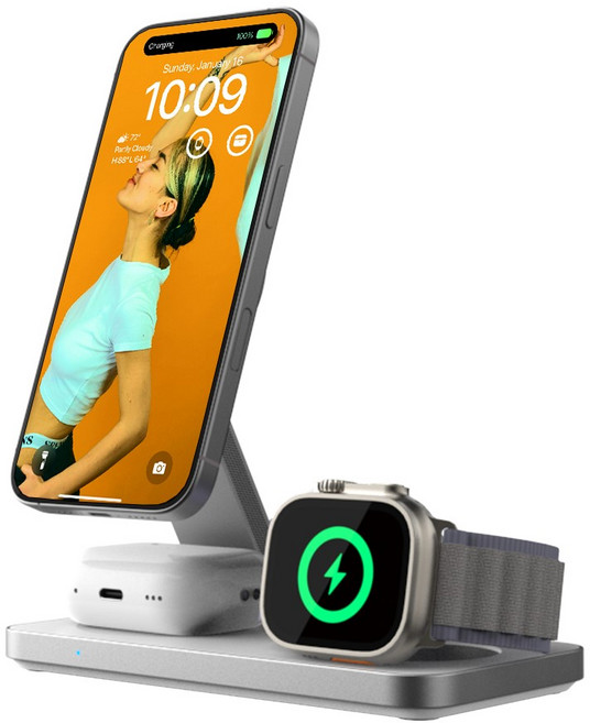 파우트 Qi2 3in1 맥세이프 고속 무선 충전기 아이폰 애플워치 호환 HANDS7 PRO, 1개, 화이트