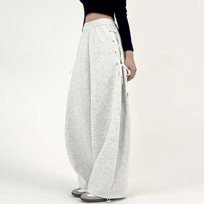 사이드 스트링 매듭 와이드 트레이닝 팬츠