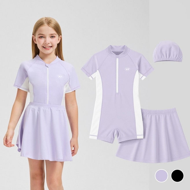 오르웨인 여아 생존수영복 UPF50+ 자외선 차단 아동 실내수영복 초등 래쉬가드