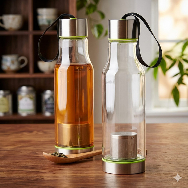 젖병소재 트라이탄(PCT) 녹차물병600ml 티보틀 녹차 거꾸로, 600ml, 1개