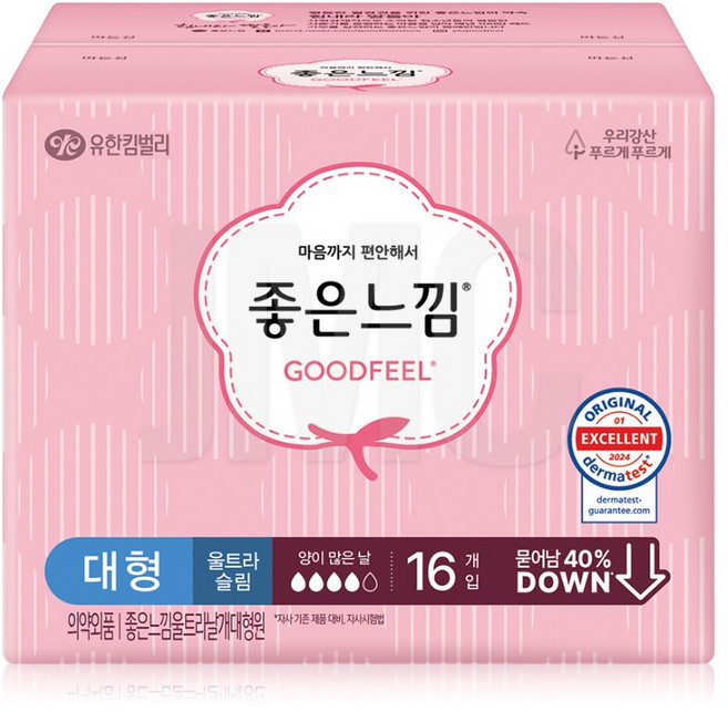 좋은느낌 오리지널 울트라슬림 생리대 날개형, 대형, 16개입, 1개