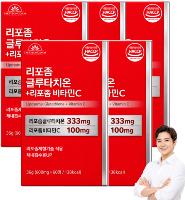 하루루틴 리포좀 글루타치온 비타민C 고순도 셀레늄 식약청 인증, 5개, 60정