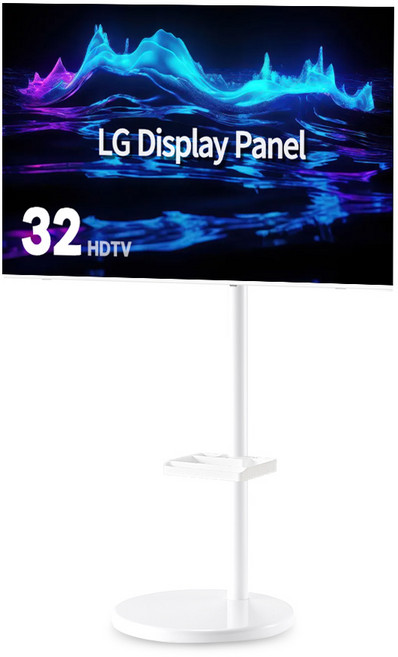 아텝TV 이동식티비거치대 삼탠바이미(화이트) + 32인치HD구글TV(화이트) 세트, 일반TV/WE320, 방문설치, 스탠드형, 81cm(32인치)