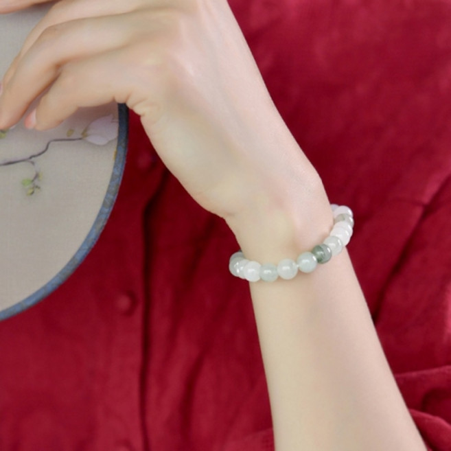 10mm 천연석 백 옥 염주 팔찌 s922