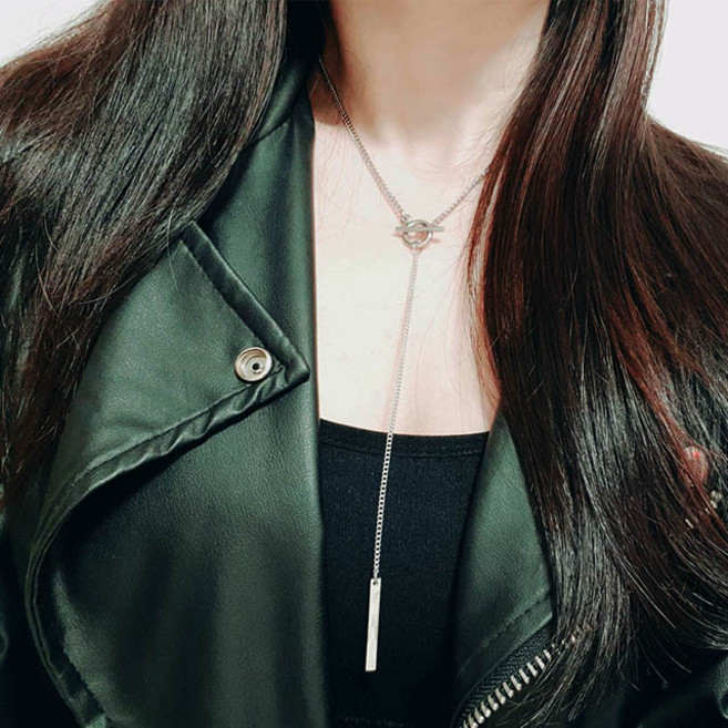 변색 NO! 써지컬스틸 캐쥬얼한 토글바 체인 드롭 Y목걸이