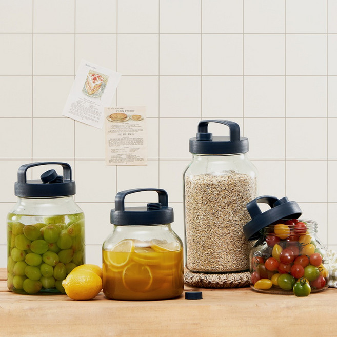 르베르폴리세 프레시 손잡이저장병 글라스 보관통 밀폐용기, 1개, 2.1L