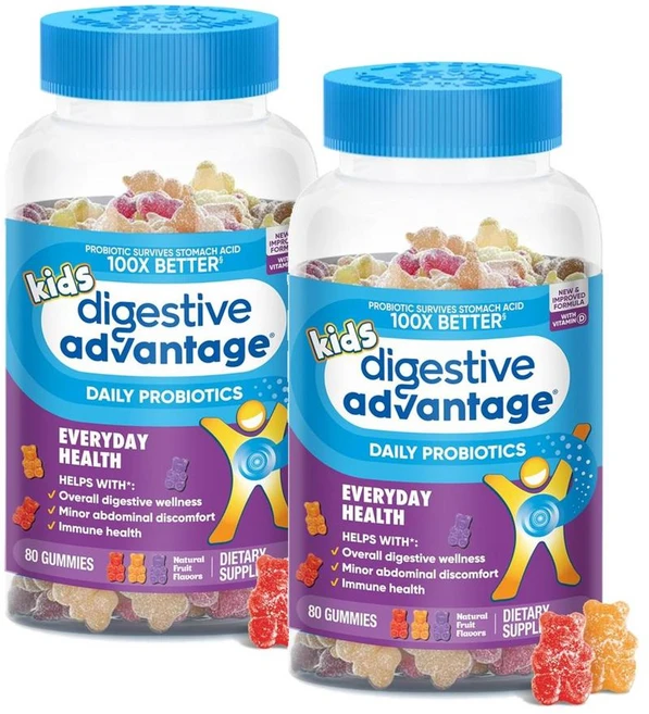 다이제스티브 어드밴티지 키즈 프로바이오틱스 유산균 구미 Digestive Advantage Kids Daily Probiotics, 2개, 80정 - 쿠팡