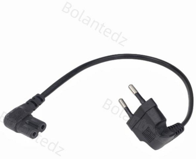 슈코 CEE716 유럽 2 핀 수-직각 IEC 320 C7 전원 공급 장치 코드 케이블 0.3M 90 도, 1개