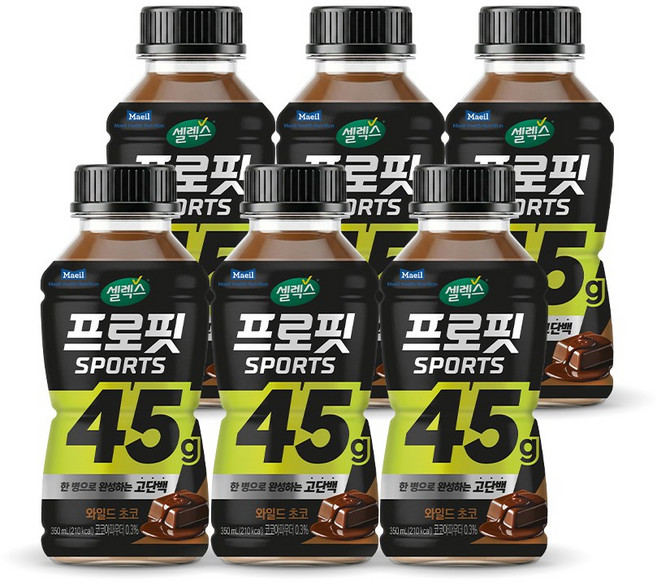 셀렉스 프로핏 SPORTS 와일드초코45g, 6개, 350ml