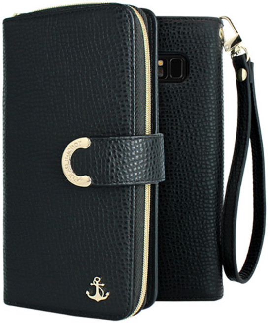 갤럭시점프3 M446 앵커 지퍼 지갑형 다이어리 휴대폰 케이스 스트랩 포함