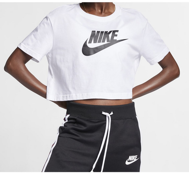 나이키 여자 반팔티셔츠 코튼 숏슬리브 여름바캉스 휴가 러닝 필라테스 크롭반팔티 흰색
