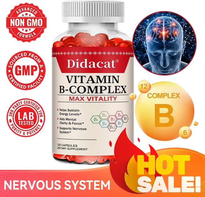 어드밴스드 비타민 B군 캡슐(B1 B2 B3 B6 B12) 전체 식품 보충제로 에너지와 면역력 강화 non-GMO, 1개, 60회분 - 쿠팡