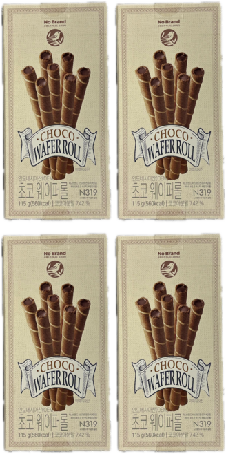 노브랜드 초코 웨이퍼롤, 115g, 4개