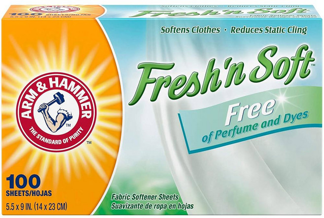 암앤해머 섬유유연제 시트 무향료 및 무색소 100매 100ct, 100 Count (Pack of 1), 1개