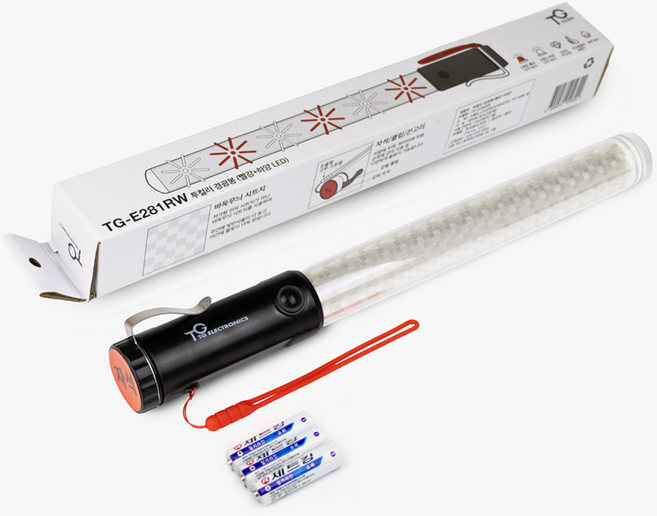TG전자 투컬러 빨강 하양 LED 경광봉 신호봉 TG-E281RW, 1개