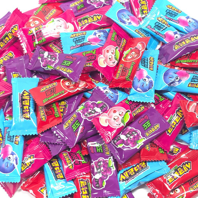 새콤달콤 혼합 96개 세트 ( 포도 복숭아 + 딸기 블루베리소다 ) 4가지 맛 대용량 개별 포장, 2개, 200g